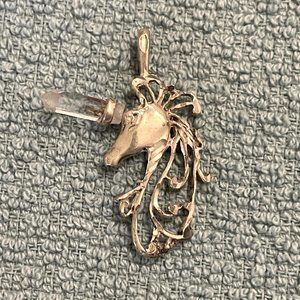 Sterling Silver Unicorn With Clear Quartz Crystal Horn Pendant